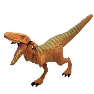 2015 Hasbro Jurassic World Yellow Green Stripe Velociraptor Toy Dinosaur Figure